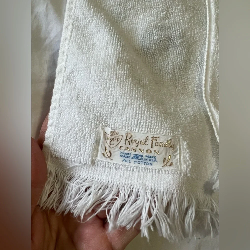 Vintage Lot Of 2 Cannon Royal Family | Blue Roses Fringe | Hand Towels